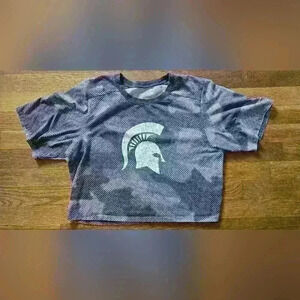 Columbia Michigan State Distressed Camo Crop Top